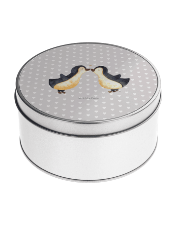Mr. & Mrs. Panda Teedose Pinguin Liebe ohne Spruch in Grau Pastell
