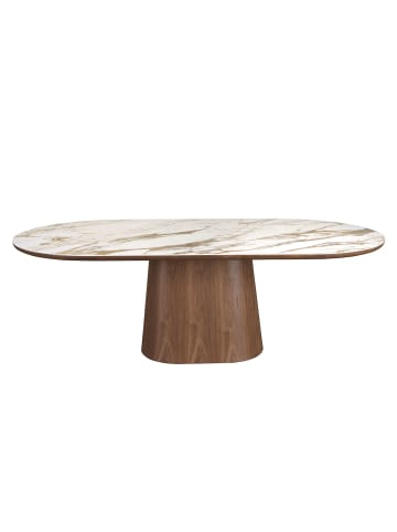 Angel Cerdá Esstisch 1173 in Weiß/Erde/Walnuss – Ø240 x (H)76 cm