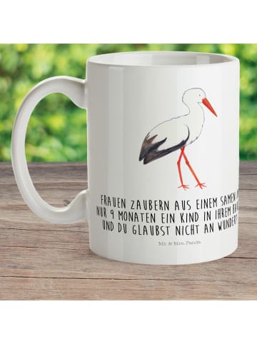 Mr. & Mrs. Panda Tasse Storch mit Spruch in Weiß