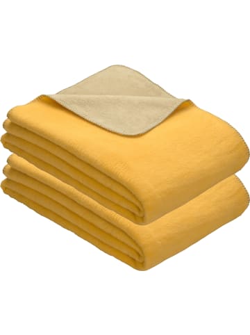 Erwin Müller Baumwollmischung Wohndecke 2er-Pack Matera in gelb/sand