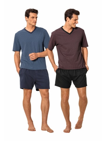 LE JOGGER Pyjama in blau-marine, bordeaux-schwarz