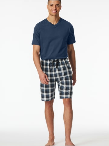 Schiesser Pyjamahose Bermuda - Mix + Relax in Blau, weiß