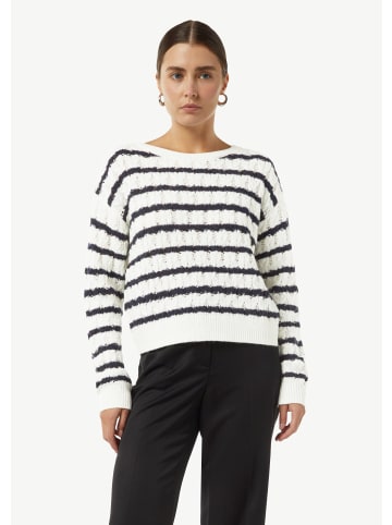comma Strickpullover langarm in Blau-weiß
