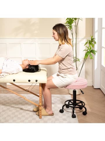 HOMCOM Rollhocker-Ø50 x 50-66H cm-Rosa