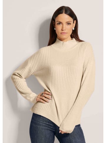 MADELEINE Langarm Stehkragen-Pullover, Wolle in wollweiß