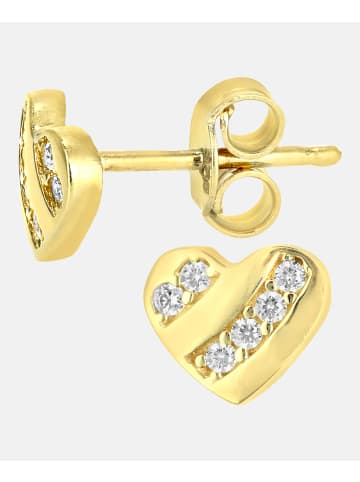 Vanlere Ohrstecker aus 375 Gelbgold mit Zirkonia Herz-Design