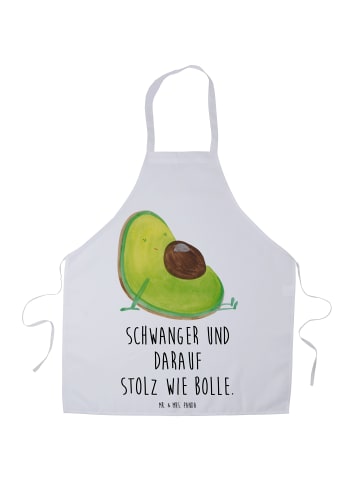 Mr. & Mrs. Panda Kochschürze Avocado Schwangerschaft mit Spruch in Weiß
