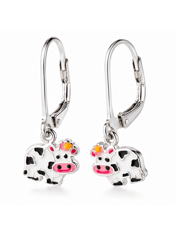 schmuck23 Ohrringe 925 Silber Kuh in Weiss