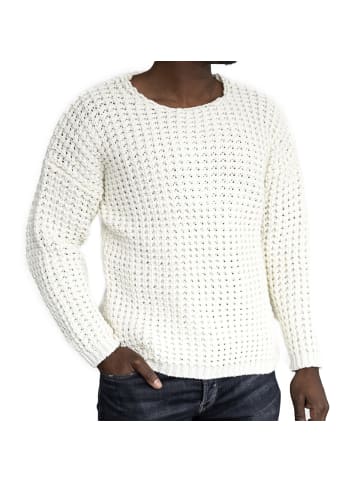 COFI 1453 Casual Herren StrickpulloverRundhals-Ausschnitt Braun S in Weiß