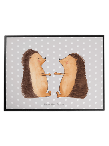 Mr. & Mrs. Panda Malmatte Igel Liebe ohne Spruch in Grau Pastell