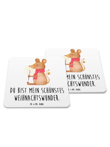 Mr. & Mrs. Panda Untersetzer Maus Weihnachten mit Spruch in Weiß