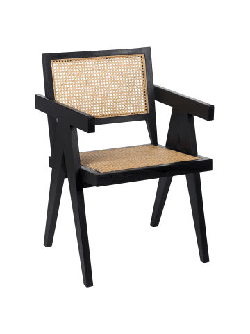 Beliani Esszimmerstuhl WESTBROOK in Schwarz/Heller Holzfarbton