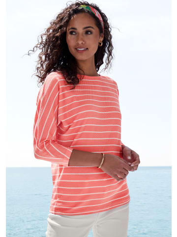 Vivance by Lascana 3/4-Arm-Shirt in apricot, weiß