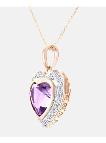 Diamant L'éternel Halskette mit Anhänger aus 375 Gelbgold mit Diamant mit Amethyst Herz-Design ...