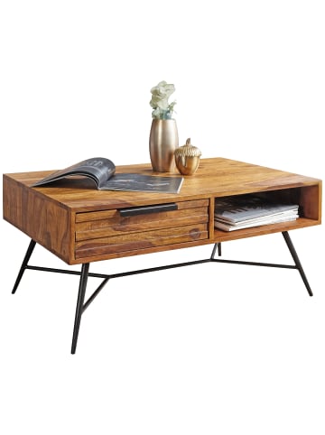 KADIMA DESIGN Couchtisch NISHAN 87 x 41 x 55 cm Massiv Holz, Design