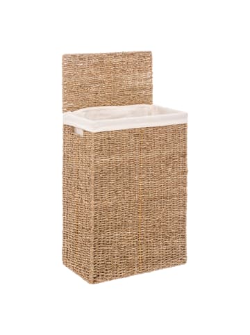 5five Simply Smart Wäschesammler aus Seegras, 45 L in Beige, (B) 22 x (H) 55 x (L) 38 cm
