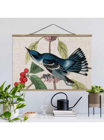 WALLART Stoffbild mit Posterleisten - Vogel auf Leinen Rosa II in Creme-Beige