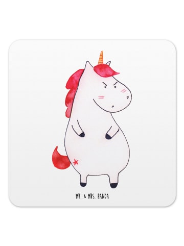Mr. & Mrs. Panda Untersetzer für Gläser Einhorn Wut ohne Spruch in Weiß
