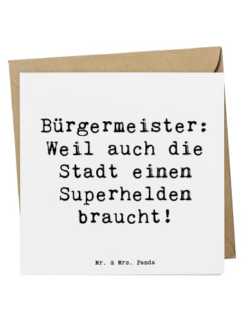 Mr. & Mrs. Panda Grußkarte Spruch Bürgermeister Superheld mit Sp... in Weiß