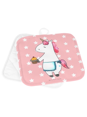 Mr. & Mrs. Panda 2er Set Topflappen  Einhorn Muffin ohne Spruch in Rot Pastell