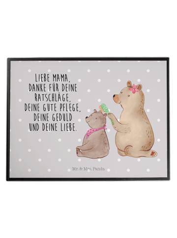 Mr. & Mrs. Panda Schreibtischunterlage Bär Kind mit Spruch in Grau Pastell