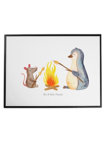 Mr. & Mrs. Panda Schreibtischunterlage Pinguin Lagerfeuer ohne S... in Weiß