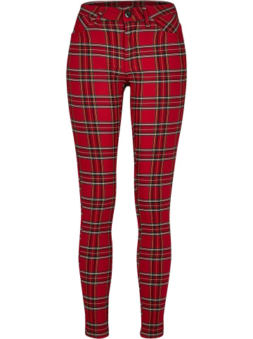 Urban Classics Urban Classics Damen Ladies Skinny Tartan Pants in red/blk