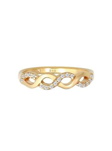 Elli DIAMONDS  Ring 585 Gelbgold Infinity, Knoten, Verlobungsring, Twisted in Weiß