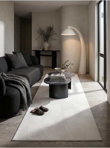 KADIMA DESIGN Teppichläufer Geometrisch Antirutsch pflegeleicht Wohnzimmer Flur in Weiß