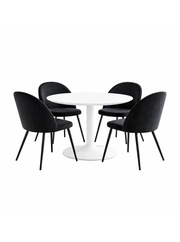 ebuy24 Essgruppe Carry (5-teilig) Weiß, schwarz 110 x 110 cm