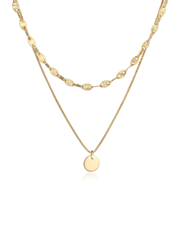 Elli Halskette 925 Sterling Silber Plättchen, Valentino Chain in Gold