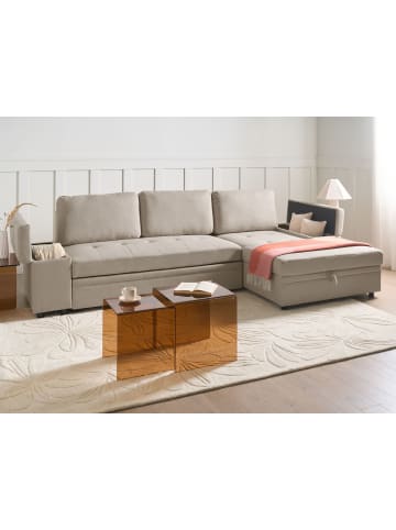 Beliani Schlafsofa HRISEY in Beige/Schwarz - (W) 293 x (H) 90 x (L) 161 cm