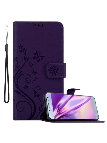 cadorabo Hülle für Samsung Galaxy J5 2017 Blumen Design in FLORAL DUNKEL LILA