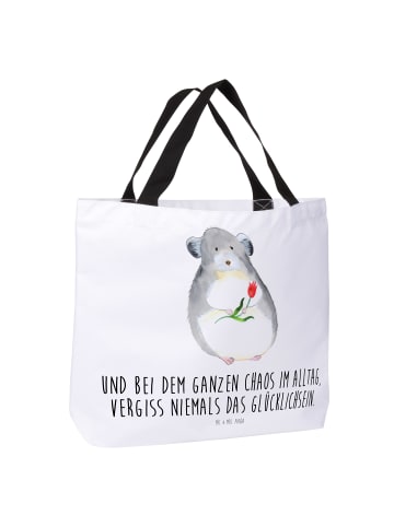 Mr. & Mrs. Panda Shopper Chinchilla Blume mit Spruch in Weiß