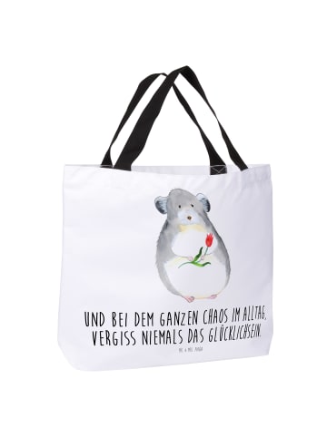 Mr. & Mrs. Panda Strandtasche Chinchilla Blume mit Spruch in Weiß