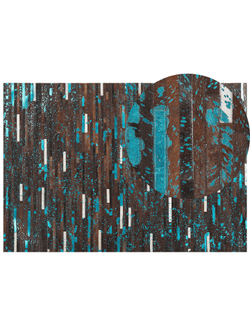 Beliani Patchwork KISIR in Braun/Weiß/Blau - (W) 160 x (H) 1 x (L) 230 cm