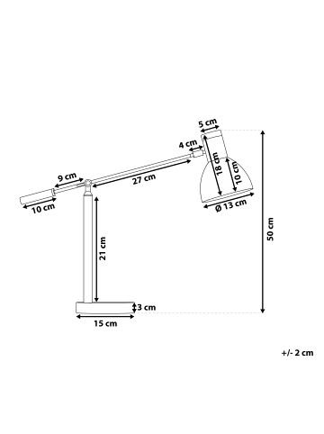 Beliani Tischleuchten PECKOS in Weiß/Braun - (W) 13 x (H) 50 x (L) 13 cm