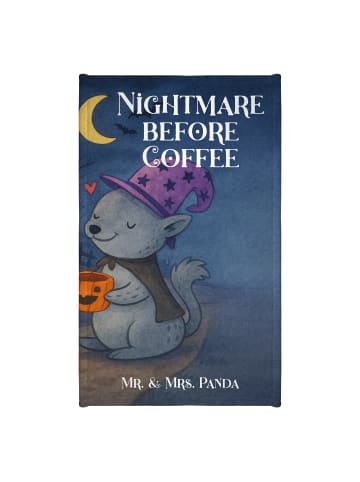 Mr. & Mrs. Panda Handtuch Kater Kaffee Design mit Spruch in Weiß