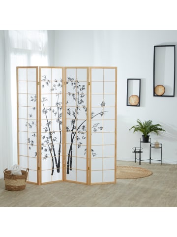 Homestyle4u 4-tlg. Paravent in Braun 176x179