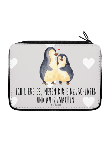 Mr. & Mrs. Panda Federmappe Pinguine Einschlafen mit Spruch in Grau Pastell
