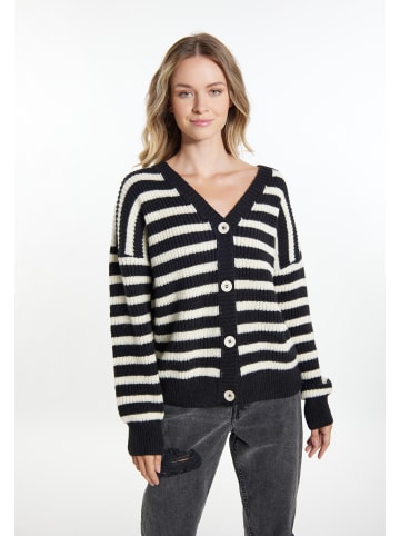 DreiMaster Damen Strickjacke in Schwarz Wollweiss