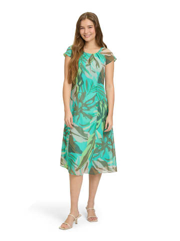 Betty Barclay Chiffonkleid figurbetont in Khaki/Blau