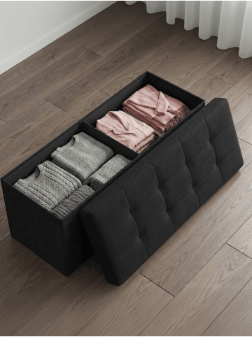 SONGMICS Sitzbank Minota in Schwarz - (B)110 x (H)38 x (T)38 cm