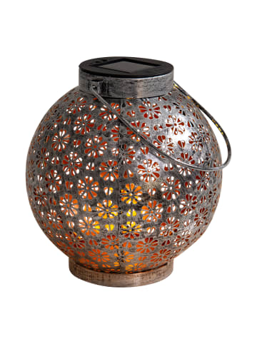 näve LED Solarleuchte "BLUMENMUSTER" in silber - (L)18 cm x (B)18 cm x (H)19.5 cm