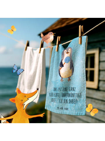 Mr. & Mrs. Panda Handtuch Pinguin Lolli mit Spruch in Eisblau
