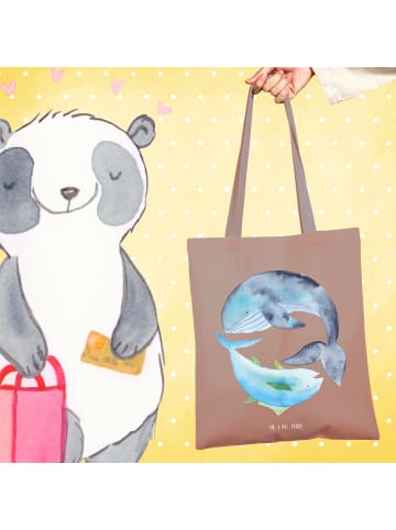 Mr. & Mrs. Panda Tote Bag Walfisch Thunfisch ohne Spruch in Braun Pastell