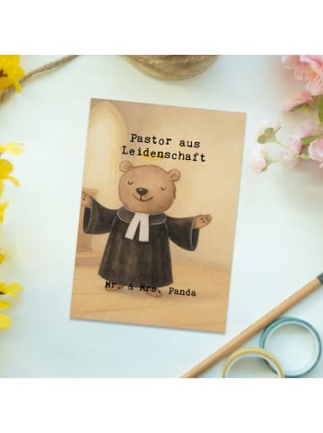 Mr. & Mrs. Panda Postkarte Pastor Leidenschaft Design mit Spruch in Weiß