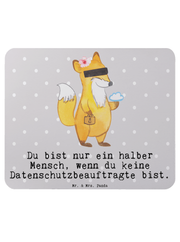 Mr. & Mrs. Panda Mauspad Datenschutzbeauftragte Herz mit Spruch in Grau Pastell