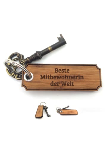 Mr. & Mrs. Panda Holz Schlüsselanhänger Mitbewohnerin mit Spruch in Pflanze