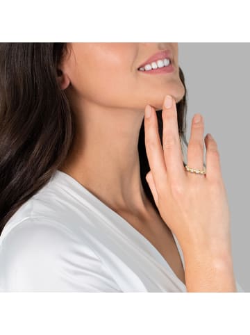 Glanzstücke München Ring Sterling Silber Zirkonia Süßwasser-Zuchtperle in gelbgold